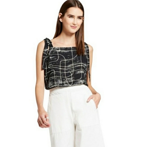 a new day Tops - SQUARE NECK GEOMETRICAL PRINT TANK TOP BLOUSE TOP